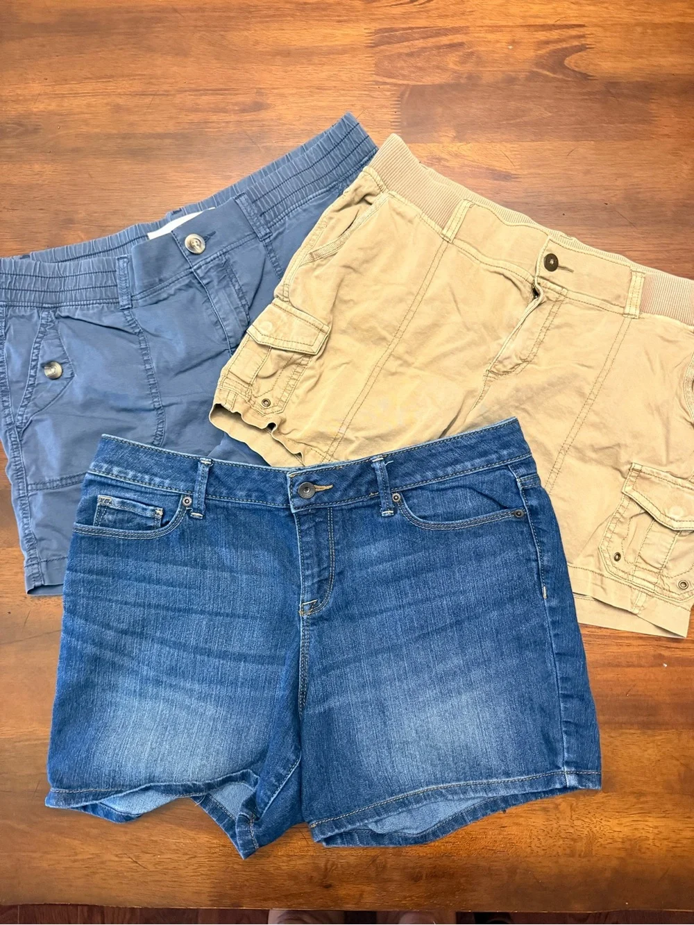 Sonoma Women’s Shorts Trio - Blue Denim, Tan, Gray - Picture 10 of 10